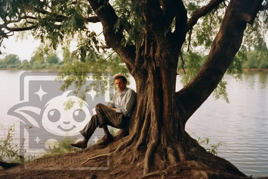 A Man Sitting Under A Tree (Graphic For Sale See Licenses)