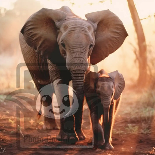 Elephant And Baby In Africa (Graphic For Sale See Licenses)