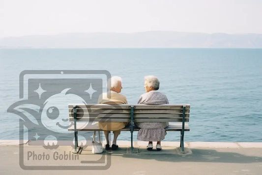 2 Elderly Women Sitting By The Sea (Graphic For Sale See Licenses)