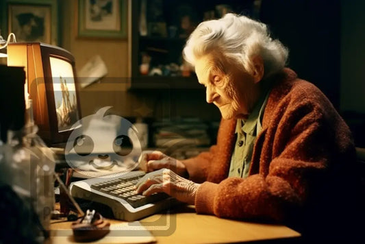 Elderly Lady With Computer (Graphic For Sale See Licenses)